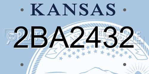2BA2432 Kansas License Plate
