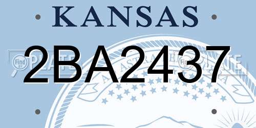 2BA2437 Kansas License Plate