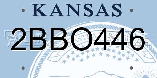 2BBO446 Kansas License Plate