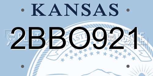 2BBO921 Kansas License Plate