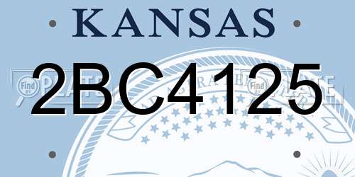 2BC4125 Kansas License Plate
