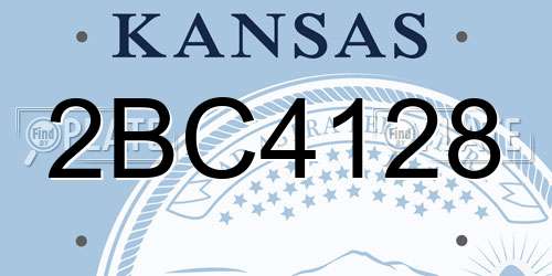 2BC4128 Kansas License Plate