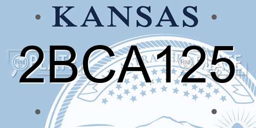 2BCA125 Kansas License Plate
