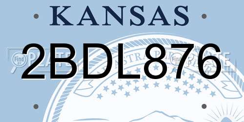2BDL876 Kansas License Plate