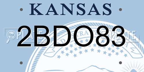 2BDO83 Kansas License Plate