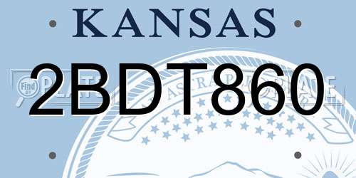 2BDT860 Kansas License Plate