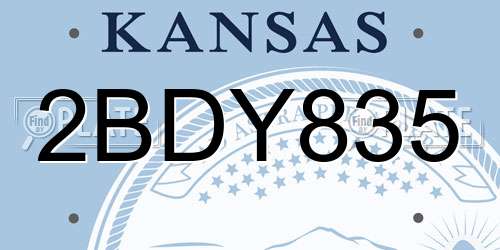 2BDY835 Kansas License Plate