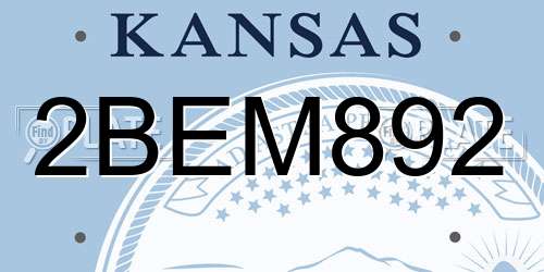 2BEM892 Kansas License Plate