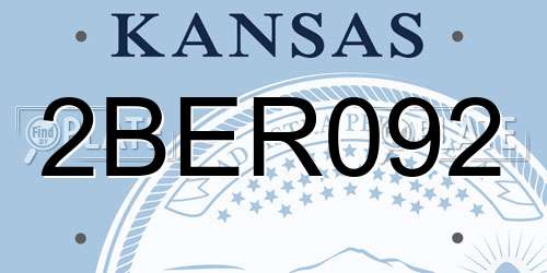 2BER092 Kansas License Plate