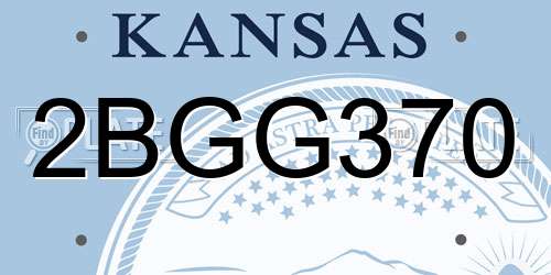 2BGG370 Kansas License Plate