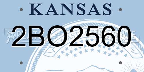 2BO2560 Kansas License Plate