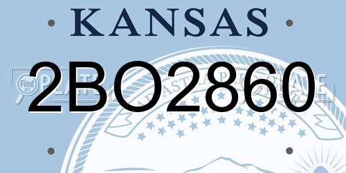 2BO2860 Kansas License Plate