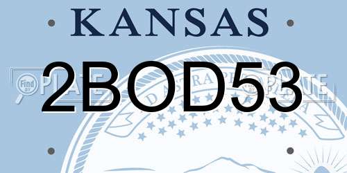 2BOD53 Kansas License Plate
