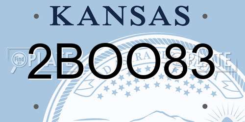 2BOO83 Kansas License Plate