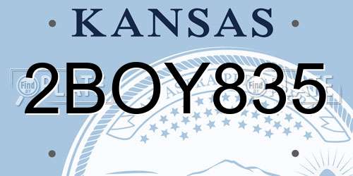 2BOY835 Kansas License Plate
