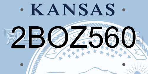 2BOZ560 Kansas License Plate