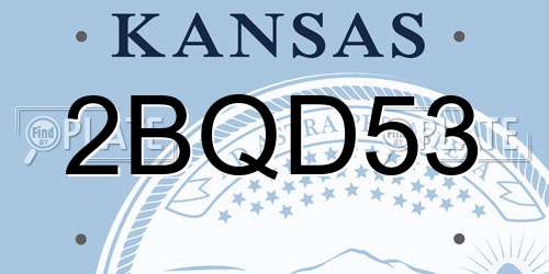 2BQD53 Kansas License Plate