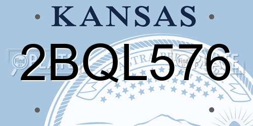 2BQL576 Kansas License Plate