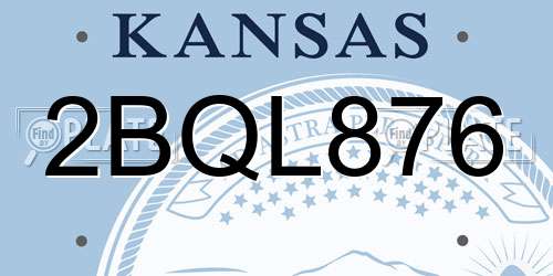 2BQL876 Kansas License Plate