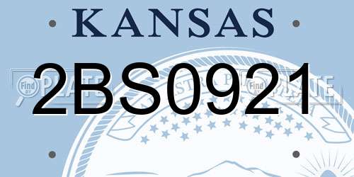2BS0921 Kansas License Plate