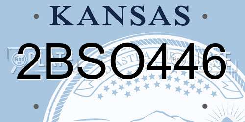 2BSO446 Kansas License Plate