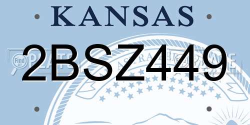 2BSZ449 Kansas License Plate
