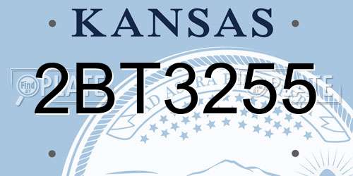 2BT3255 Kansas License Plate