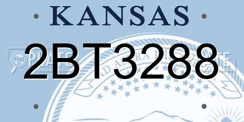 2BT3288 Kansas License Plate
