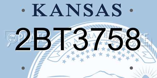 2BT3758 Kansas License Plate
