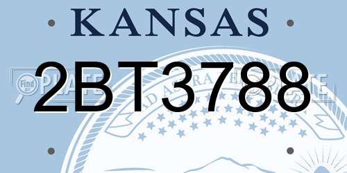 2BT3788 Kansas License Plate
