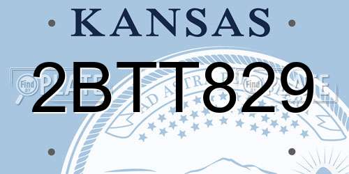 2BTT829 Kansas License Plate