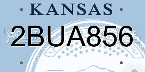 2BUA856 Kansas License Plate