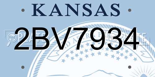 2BV7934 Kansas License Plate