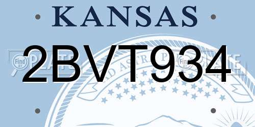 2BVT934 Kansas License Plate