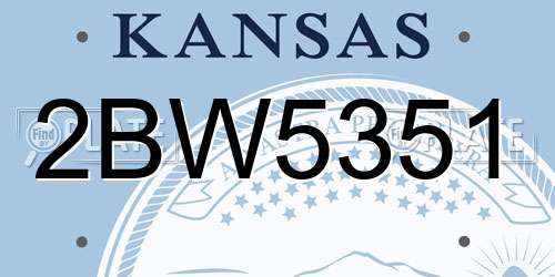 2BW5351 Kansas License Plate
