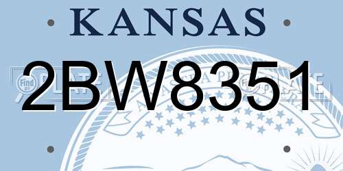 2BW8351 Kansas License Plate
