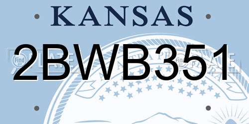 2BWB351 Kansas License Plate