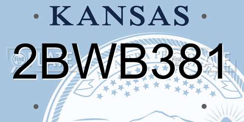2BWB381 Kansas License Plate