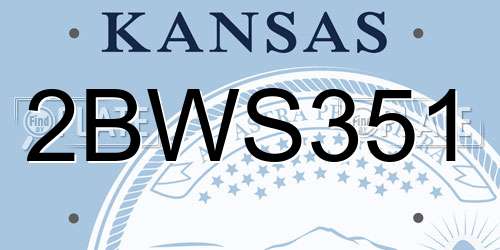 2BWS351 Kansas License Plate