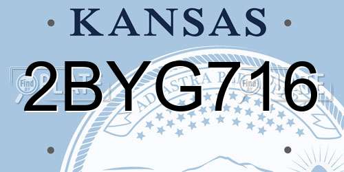 2BYG716 Kansas License Plate