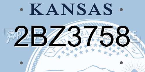 2BZ3758 Kansas License Plate