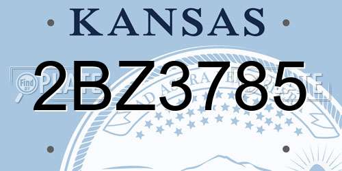 2BZ3785 Kansas License Plate