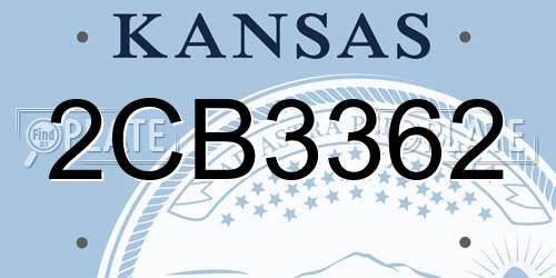 2CB3362 Kansas License Plate