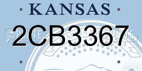 2CB3367 Kansas License Plate