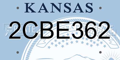 2CBE362 Kansas License Plate