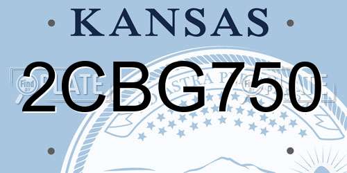 2CBG750 Kansas License Plate