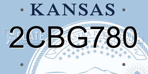 2CBG780 Kansas License Plate