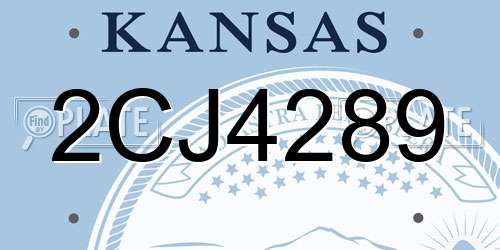 2CJ4289 Kansas License Plate