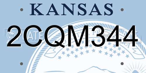 2CQM344 Kansas License Plate