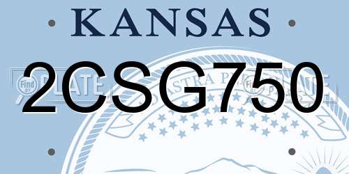 2CSG750 Kansas License Plate